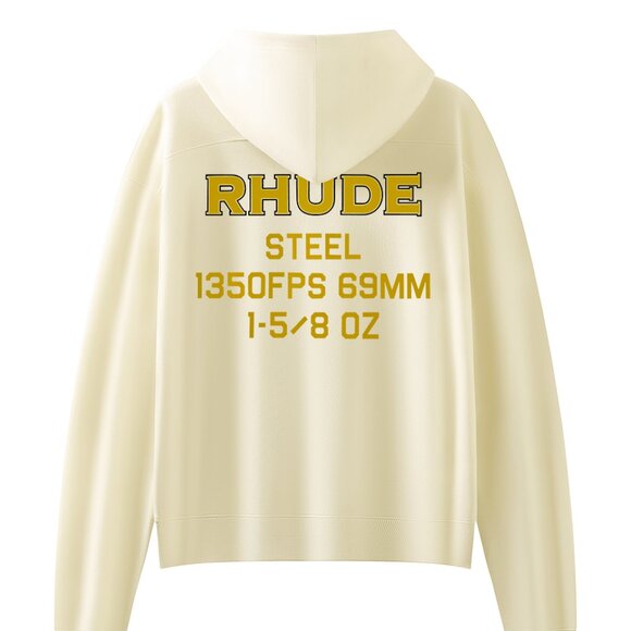 Rhude Beige Steel Specification Graphic Print Hoodie - Picture 1 of 8